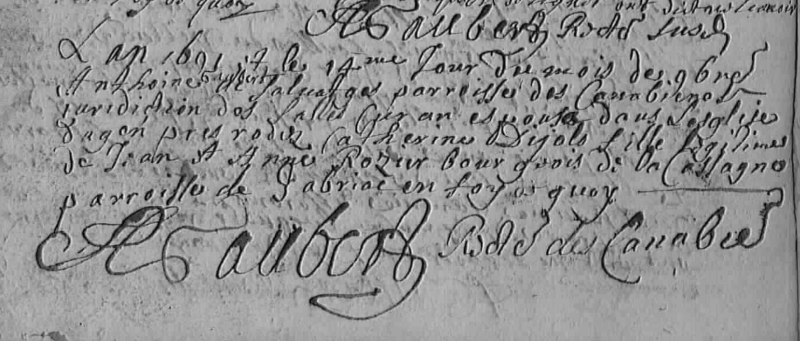 Mariage Gaunbert Anthoine - Dijols Catherine 14-11-1691.jpg